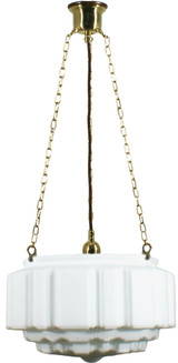 Lighting Inspirations 3 Chain Pendant Light - 14" St Kilda Glass - 340mm - Polished Brass
