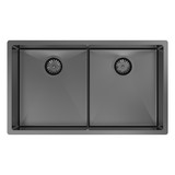 Piazza Double Bowl Kitchen Sink - 758x445mm - Black Pearl