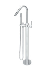 Meir Round Floor Mounted Bath Tap with Hand Shower - Chrome