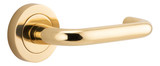 Iver Oslo Return Lever Door Handle - Round Rosette - 52mm - Polished Brass