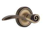Nostalgic Swan Lever Door Handle - Classic Rosette - 63mm - Antique Brass
