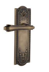 Nostalgic Decorative Fleur Lever Door Handle - Meadows Plate - 200 x 66mm - Antique Brass