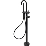 Fienza Hustle Floor Mounted Bath Tap with Hand Shower - Matte Black