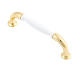 Castella White Porcelain Sovereign Cabinet Pull Handle - 96mm - Polished Gold