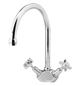 CB Ideal Heritage Tall Gooseneck Twinner Kitchen Mixer Tap - Swivel Spout