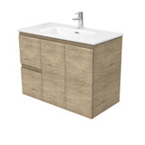 Fienza Edge Bathroom Vanity - 900mm - Scandi Oak Cabinet with Gloss White Basin Top
