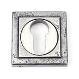 From The Anvil Square Euro Cylinder Escutcheon - 53 x 53mm - Pewter Patina