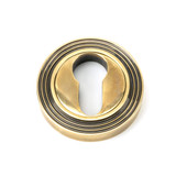 From The Anvil Beehive Euro Cylinder Escutcheon - 53mm - Aged Brass