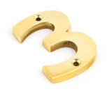 From The Anvil '3' House Number - 78mm - Unlacquered Polished Brass