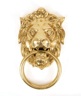 From The Anvil Lion Door Knocker - 170 x 130mm - Unlacquered Polished Brass
