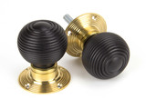From The Anvil Cottage Mortice Door Knob - 58mm - Unlacquered Polished Brass & Ebony