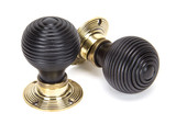 From The Anvil Beehive Mortice Door Knob - 58mm - Aged Brass & Ebony