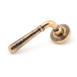 From The Anvil Hammered Newbury Beehive Lever Door Handle - Round Rosette - 53mm - Polished Bronze