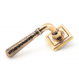 From The Anvil Hammered Newbury Square Lever Door Handle - Square Rosette - 53mm - Polished Bronze