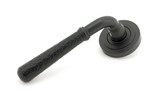 From The Anvil Hammered Newbury Art Deco Lever Door Handle - Round Rosette - 53mm - Matte Black