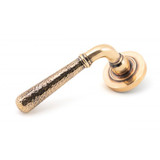 From The Anvil Hammered Newbury Plain Lever Door Handle - Round Rosette - 53mm - Polished Bronze