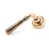 From The Anvil Hammered Newbury Art Deco Lever Door Handle - Round Rosette - 53mm - Polished Bronze