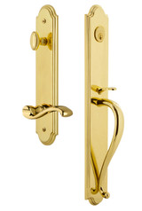 Grandeur Arc Tall Entry Door Handleset/Dummy Set - Portofino Lever - Lifetime Brass - Entry Set - S Grip (Second) - For Double Doors

