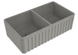 Turner Hastings Novi Ribbed Double Bowl Butler Sink - 848 x 457 x 254 mm - Concrete Look