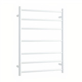 Thermogroup Straight Round Ladder Heated Towel Rail - 240V - 7 Bar - Satin White