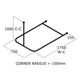 CB Ideal Shower Curtain Rail - U Shape with Single Ceiling Support & Cross Rail