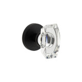 Viaggio Stella Crystal Door Knob - Circolo Linen Rosette - 64mm - Satin Black