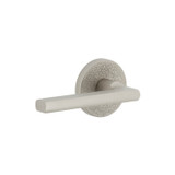 Viaggio Milano Lever Door Handle - Circolo Leather Rosette - 64mm - Satin Nickel
