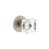 Viaggio Quadrato Crystal Door Knob - Circolo Rosette - 64mm - Satin Nickel