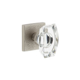 Viaggio Stella Crystal Door Knob - Quadrato Leather Rosette - 64mm - Satin Nickel