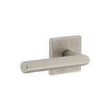 Viaggio Moderno Lever Door Handle - Quadrato Leather Rosette - 64mm - Satin Nickel