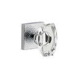 Viaggio Stella Crystal Door Knob - Quadrato Hammered Rosette - 64mm - Bright Chrome