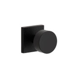 Viaggio Circolo Door Knob - Quadrato Leather Rosette - 64mm - Satin Black