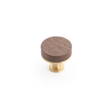 Castella Kereste Cabinet Knob - 30mm - Walnut & Satin Brass