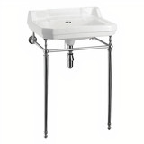 Abey Burlington Edwardian Bathroom Basin with Stand - 610 x 900 x 510mm - White & Chrome
