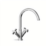 Nicolazzi Z2206 Modena Croce Gooseneck Twinner Kitchen Mixer Tap - Swivel Spout