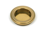 From The Anvil Art Deco Round Sliding Door Flush Pull - Aged Brass