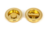 From The Anvil Art Deco Round Cavity Sliding Door Handle - Privacy Set - Unlacquered Polished Brass