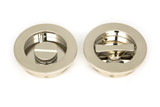 From The Anvil Plain Round Cavity Sliding Door Handle - Privacy Set - Polished Nickel