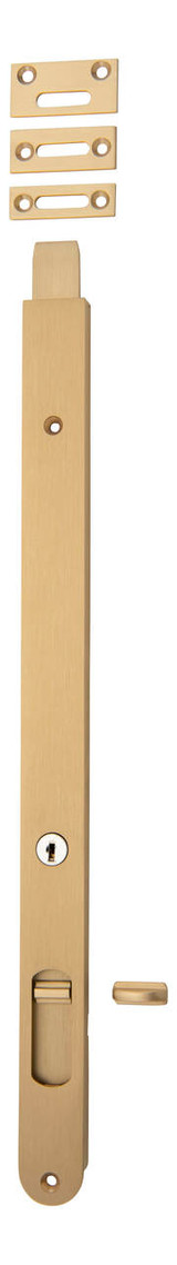 Iver Locking Flush Bolt - 400 x 28mm - Brushed Brass
