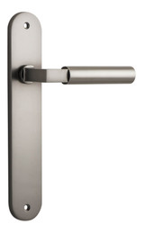 Iver Berlin Lever Door Handle - Oval Plate - 240 x 40mm - Satin Nickel