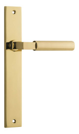 Iver Berlin Lever Door Handle - Rectangular Plate - 240 x 38mm - Polished Brass