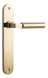 Iver Berlin Lever Door Handle - Oval Plate - 240 x 40mm - Polished Brass