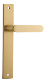 Iver Bronte Lever Door Handle - Rectangular Plate - 240 x 38mm - Brushed Brass