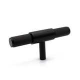 Manovella Knurled Miranda T Bar Cabinet Knob - 80mm - Matte Black