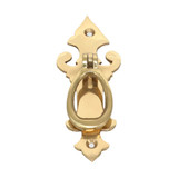 Domino Fleur-De-Lis Loop Pedestal Handle with Keyhole - Polished Brass