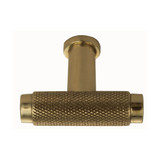 Domino Knurled T Bar Cabinet Knob - 45mm - Polished Brass