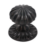 Domino Ribbed Regency Centre Door Knob - 80mm - Antique Bronze