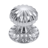 Domino Ribbed Regency Centre Door Knob - 80mm - Chrome