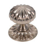 Domino Ribbed Regency Centre Door Knob - 80mm - Satin Nickel