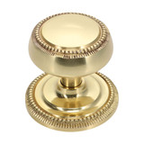 Domino Beaded Georgian Centre Door Knob - 70mm - Polished Brass